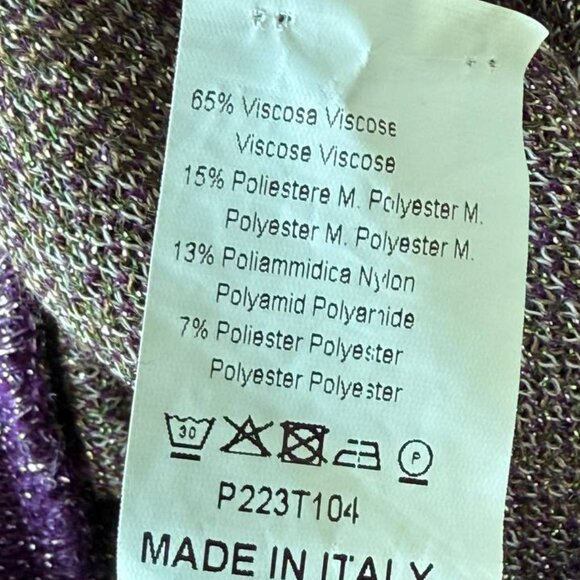 Dixie Metallic Wide Leg Pants Disco 70s 80s Purple Green Gold S Italy - Picture 13 of 13